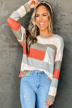 Color Block Ribbed Long Sleeve Top with Pocket