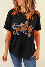 Black Spooky Rhinestone Crew Neck Graphic Tee