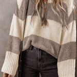 Simply Taupe Colorblock Loose Pullover Sweater