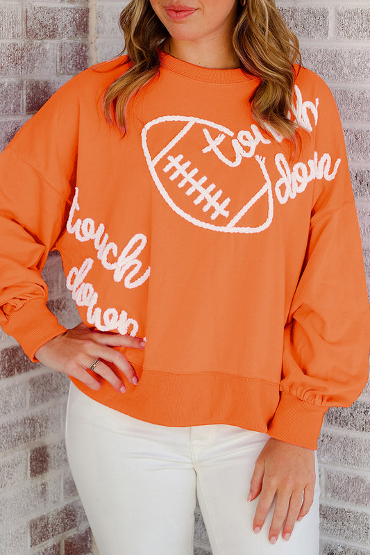 Orange Touch Down Rugby Thread Embroidery Sweatshirt