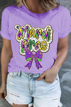 Orchid Petal mardi gras Bow Graphic Crewneck Plus Size Tee