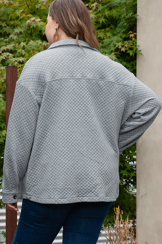 Chaqueta gris con estampado acolchado de talla grande 