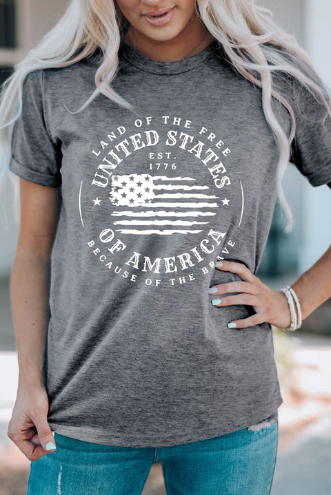 United States Of America Flag Graphic Print Short Sleeve T Shirt