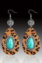 Chestnut Western Leopard Turquoise Inlay Drop Earrings