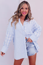 Pink Mix Checked Patchwork Long Sleeve Shirt