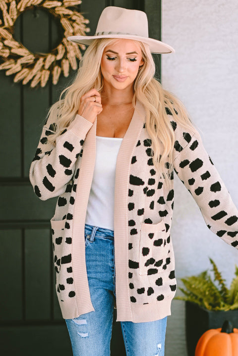 Animal Spotted Pattern Open Front Cardigan