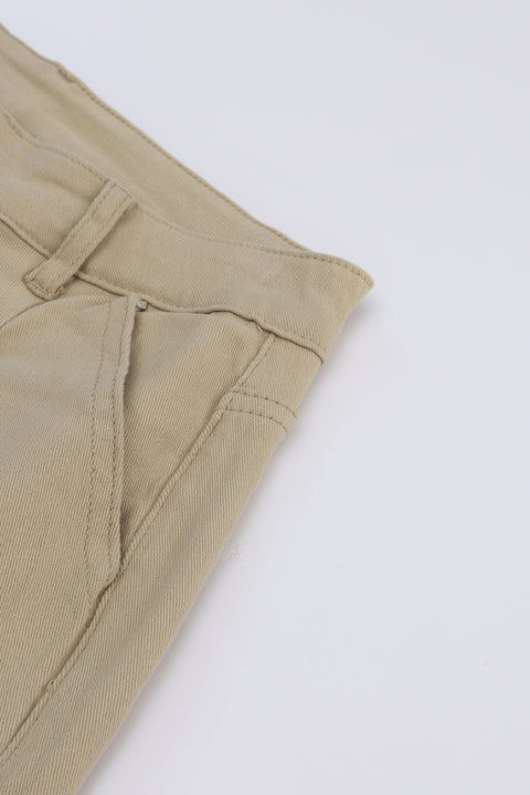 Pantalones casuales lisos de cintura alta