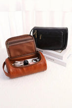 Chestnut PU Leather Multifunctional Handle Large Makeup Bag