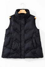 Black Quilted High Neck Zip Up Jacket Vest