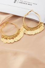 Gold Disc Tasseled Hoop Earrings