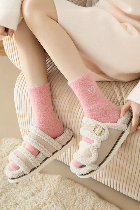 Gossamer Pink Valentines Day Heart Shape Thick Soft Socks