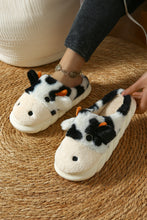 White Cute Cow Thick Sole Plush Thermal Home Slippers