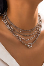 Silvery 5pcs Layered Rhinestone Plated Chain Collarbone Necklaces Set