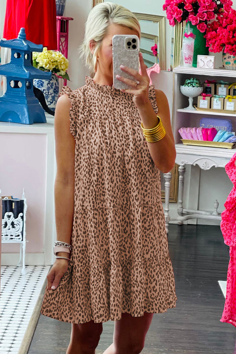 Blusa extragrande con mangas abullonadas y estampado de leopardo