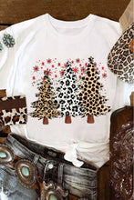 White Leopard Christmas Tree Graphic Crewneck Tee