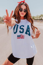 White USA Flag Graphic Oversized Tee