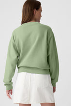 Smoke Green Plain Drop Shoulder Crewneck Pullover Sweatshirt