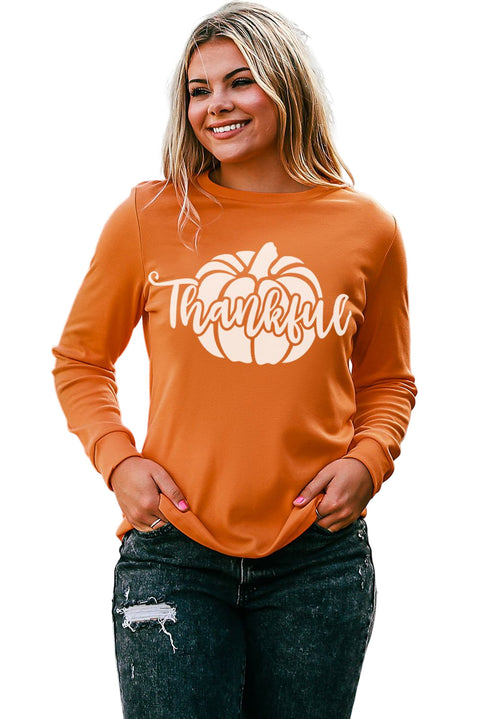 HELLO PUMPKIN SEASON Graphic Print Long Sleeve Top