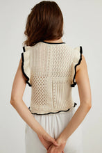 Apricot Crochet Eyelet Flounce Tank Top