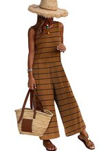 Stripe Print Open Back Sleeveless Maxi Dress with Slits