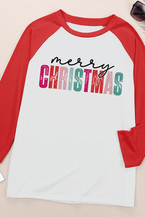 Christmas Tree Snowflakes Graphic Raglan Top