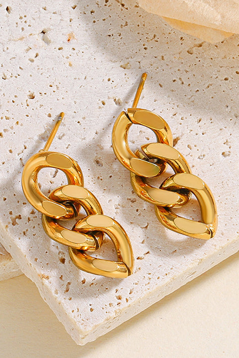 Gold Chain Link Plate Alloy Drop Earrings