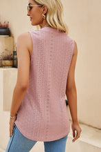 Light Pink Broderie Anglaise Notched V Neck Tank Top