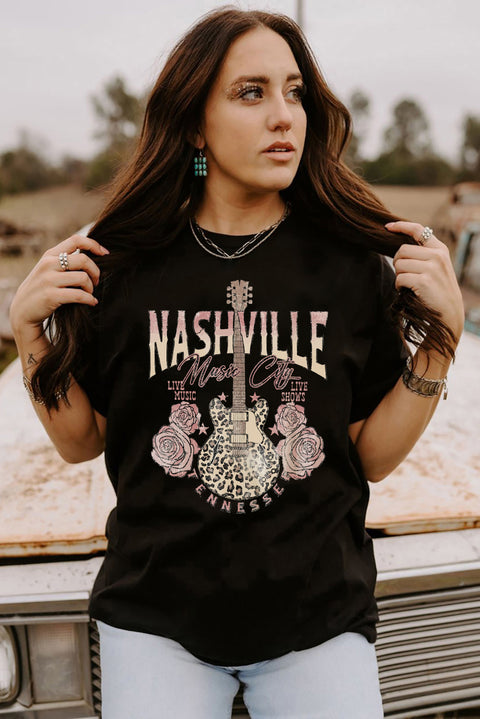 NASHVILLE MUSIC CITY Camiseta gráfica con cuello redondo