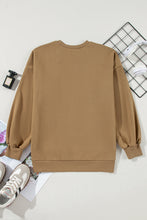 Camel Solid Fleece Lined Drop Shoulder High Low Sweatshirt