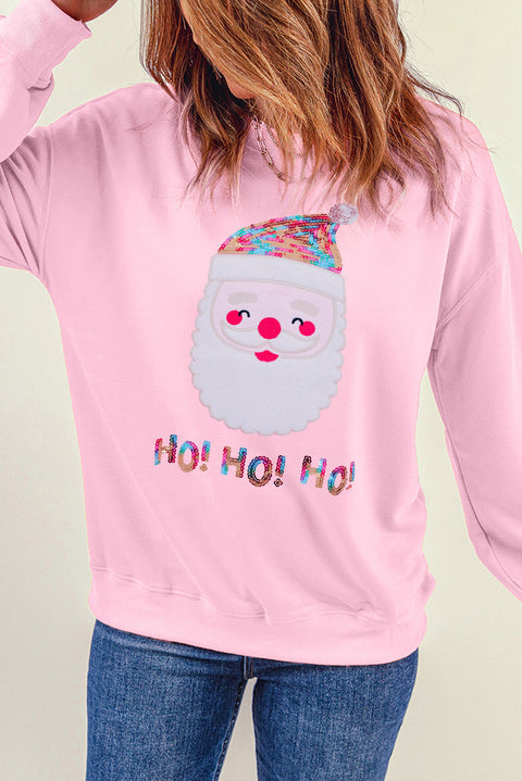 Red HO HO HO Sequined Santa Claus Sweatshirt