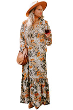 Multicolour Boho Flower Print Maxi Plus Size Dress