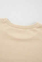 Parchment Solid O Neck High Low Hem Pullover Sweatshirt