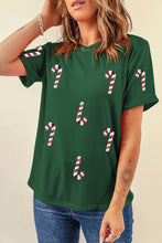 Green Christmas Candy Cane Graphic Casual T Shirt