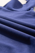 Navy Blue Plain Drop Shoulder Crewneck Pullover Sweatshirt