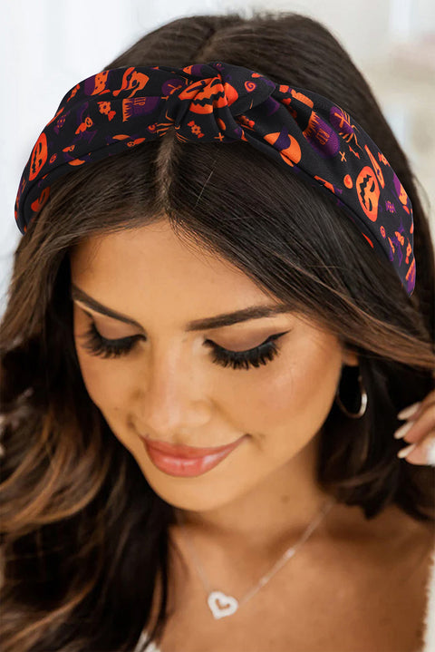 Carrot Halloween Pattern Print Knotted Headband