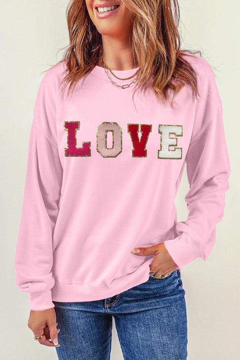 Pink Valentine LOVE Patch Sweatshirt