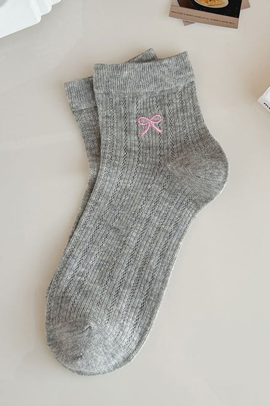 Dark Grey Bow Knot Ankle Socks