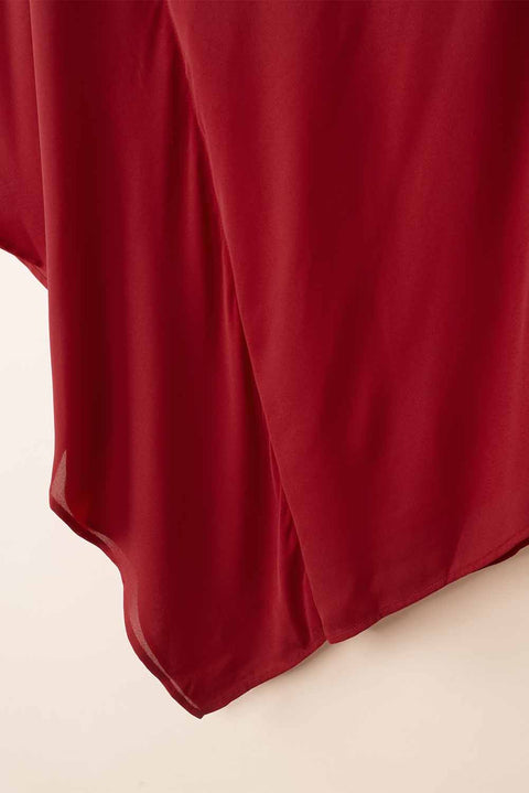 Red Solid Color One Shoulder Batwing Sleeve Mini Dress