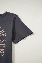 Dark Grey RISE WITH THE SUN Western Fashion Graphic Tee