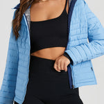 Myosotis Solid Color Quilted Zip-up Puffer Jacket