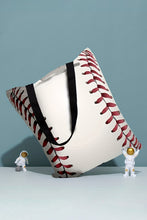 White Baseball Print Canvas Tote Bag