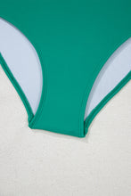 Sea Green Contrast Trim Colorblock Patchwork High Waisted Bikini