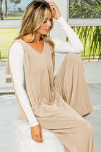 Parchment Corded Tie Straps V Neck Wide Leg Jumpsuit