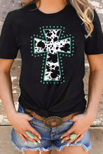 Black Animal Print Cross Graphic Tee