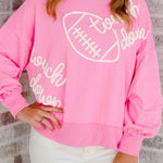 Pink Touch Down Rugby Thread Embroidery Sweatshirt