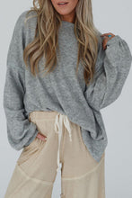 Medium Grey Side Split Drop Shoulder Oversized Top