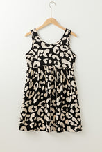 Black Leopard Print U Neck Sleeveless High Waist Dress