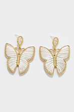 White Butterfly Woven Alloy Earrings