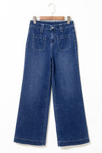 Sail Blue Wide Leg Pocketed High Waist Jeans