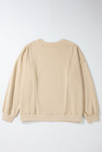 Apricot Loose Patchwork Crewneck Plus Size Sweatshirt